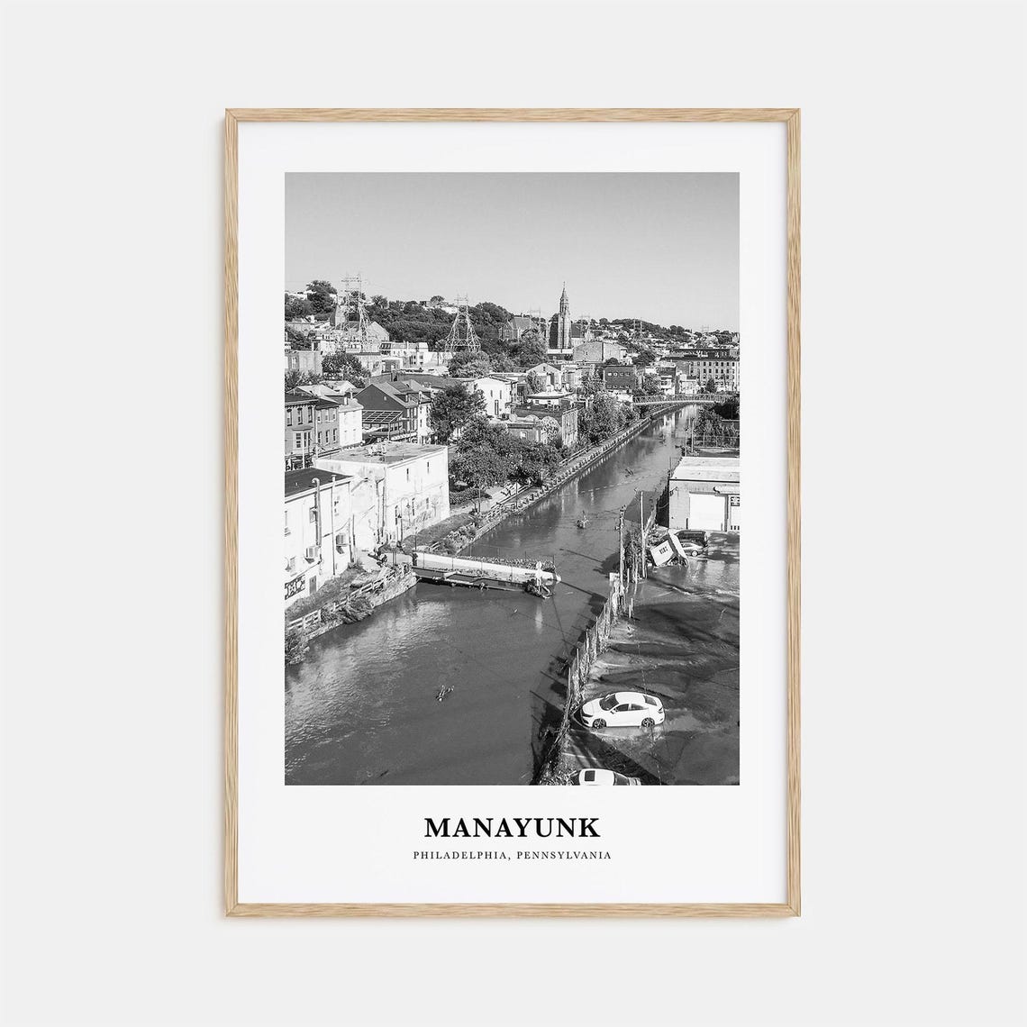 Manayunk Philadelphia Canal Mill Town River View Scenic Travel Poster