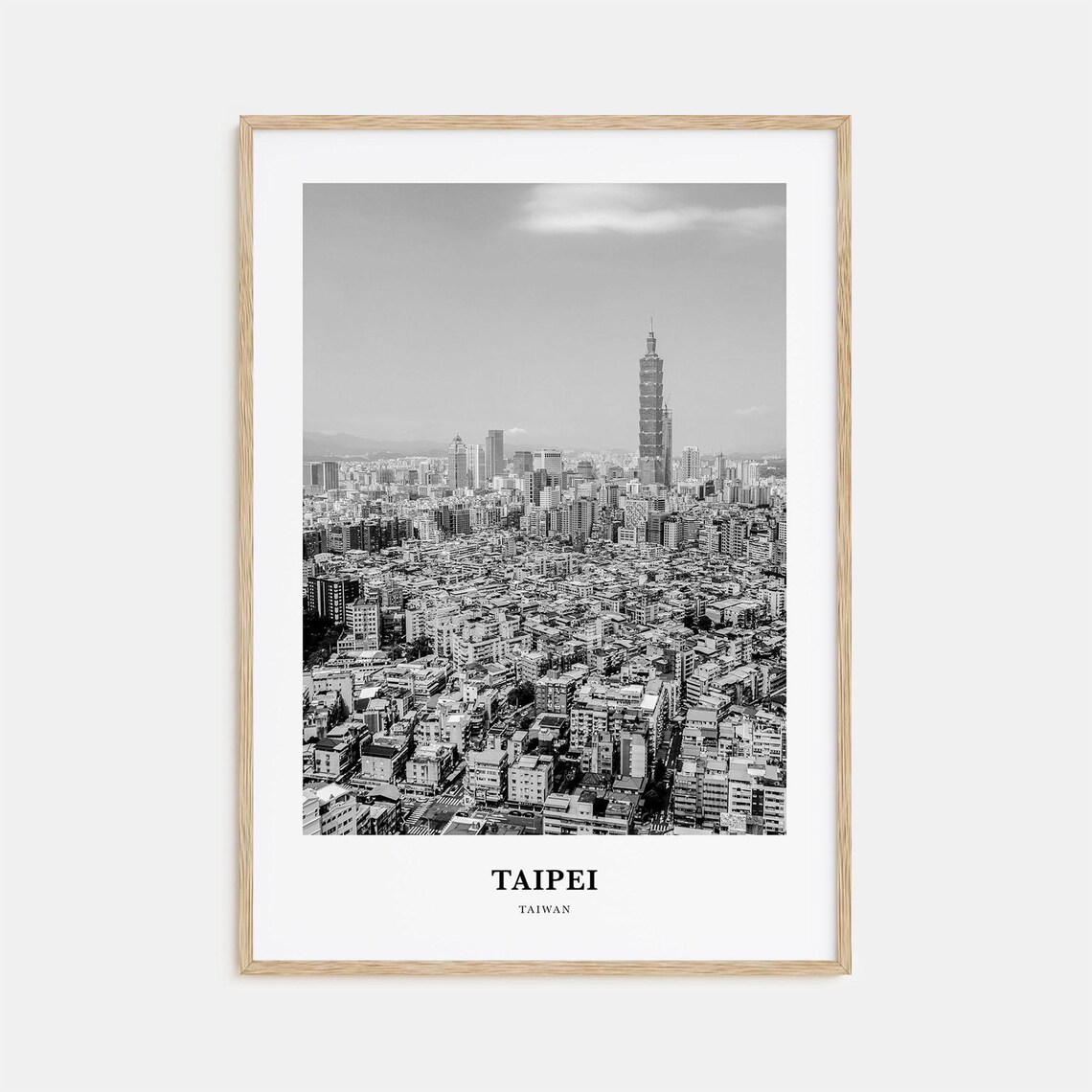 Taipei Taiwan Skyline Taipei 101 Black And White Photo Poster