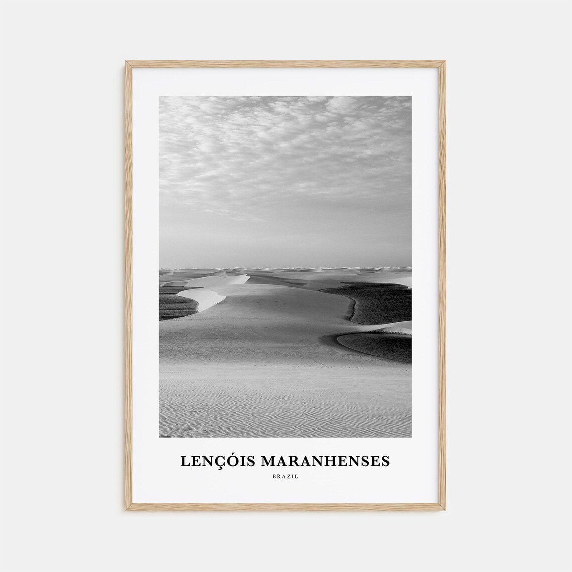 Lençóis Maranhenses Brazil Sand Dunes Black And White Travel Poster