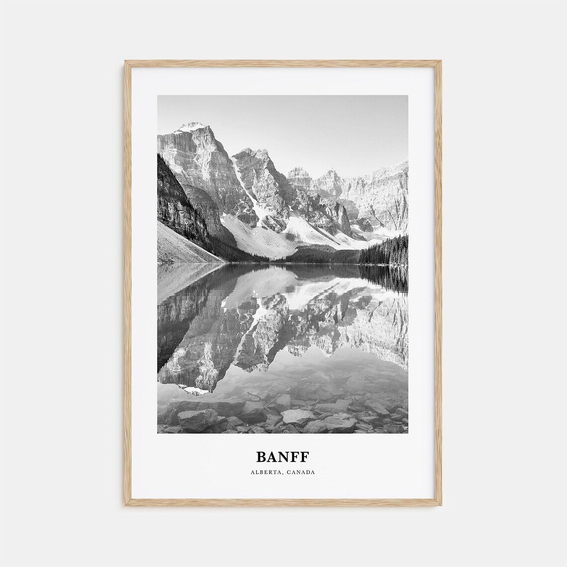 Banff Alberta Moraine Lake Mirror Reflection Of Rocky Peaks Poster