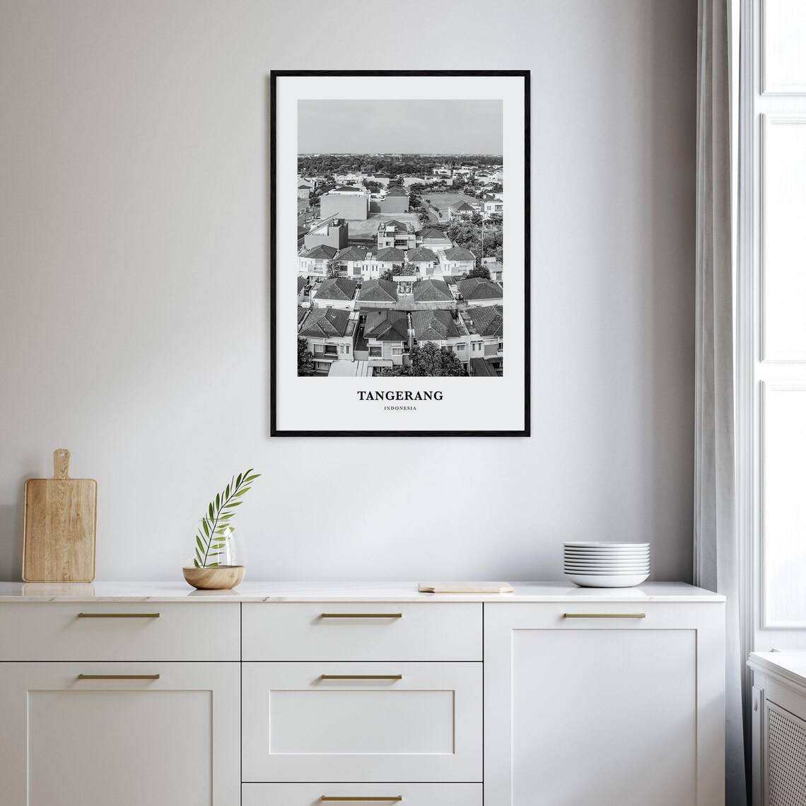 Tangerang Indonesia Aerial View Black And White City Photo Poster - Image 2