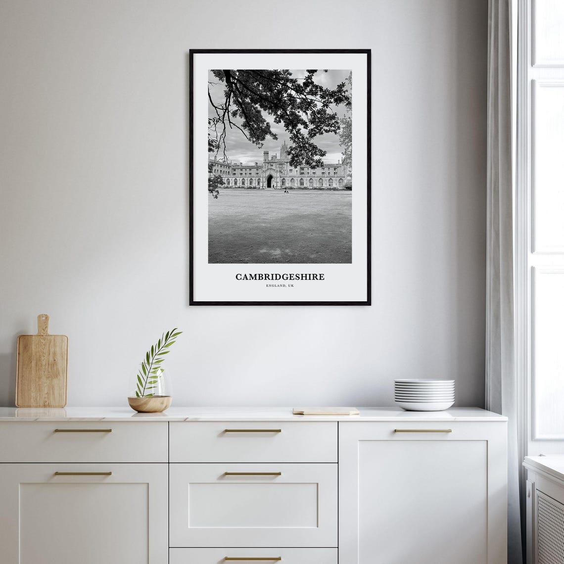 Cambridgeshire England Historic University College Courtyard Poster - Image 2