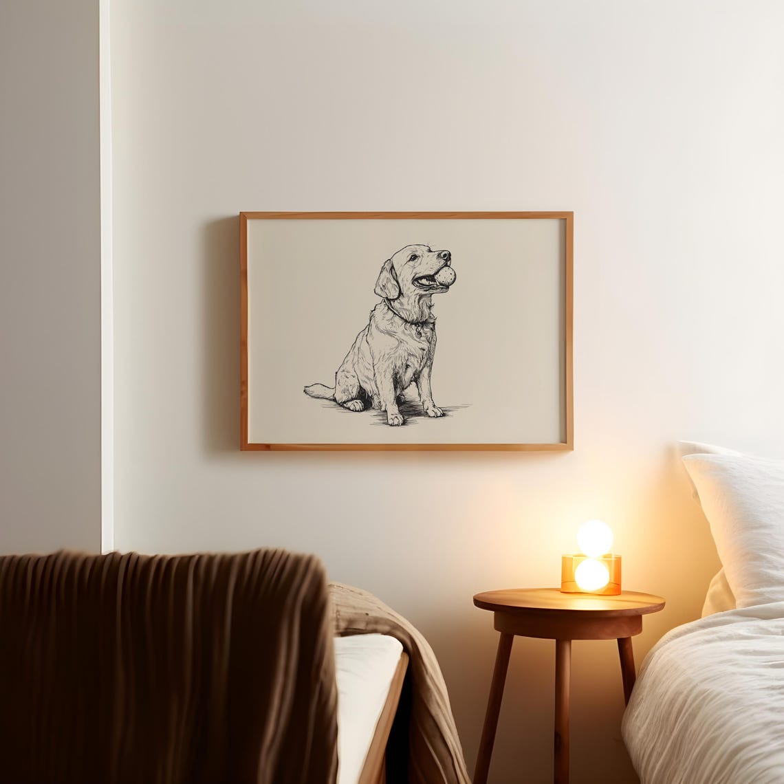 Labrador Retriever Carrying Ball Cheerful Ink Sketch Dog Poster - Image 2