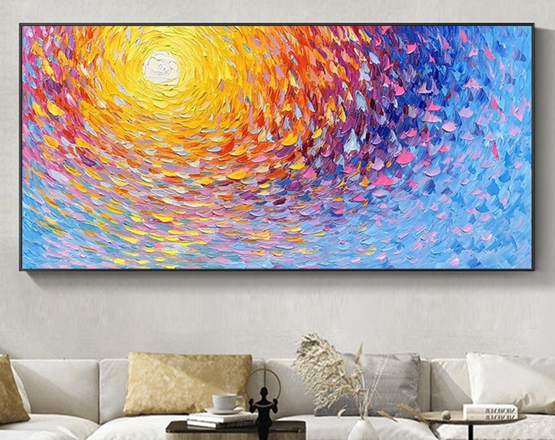 Radiant Sun Swirl Colorful Vortex Abstract Sunrise Modern Poster