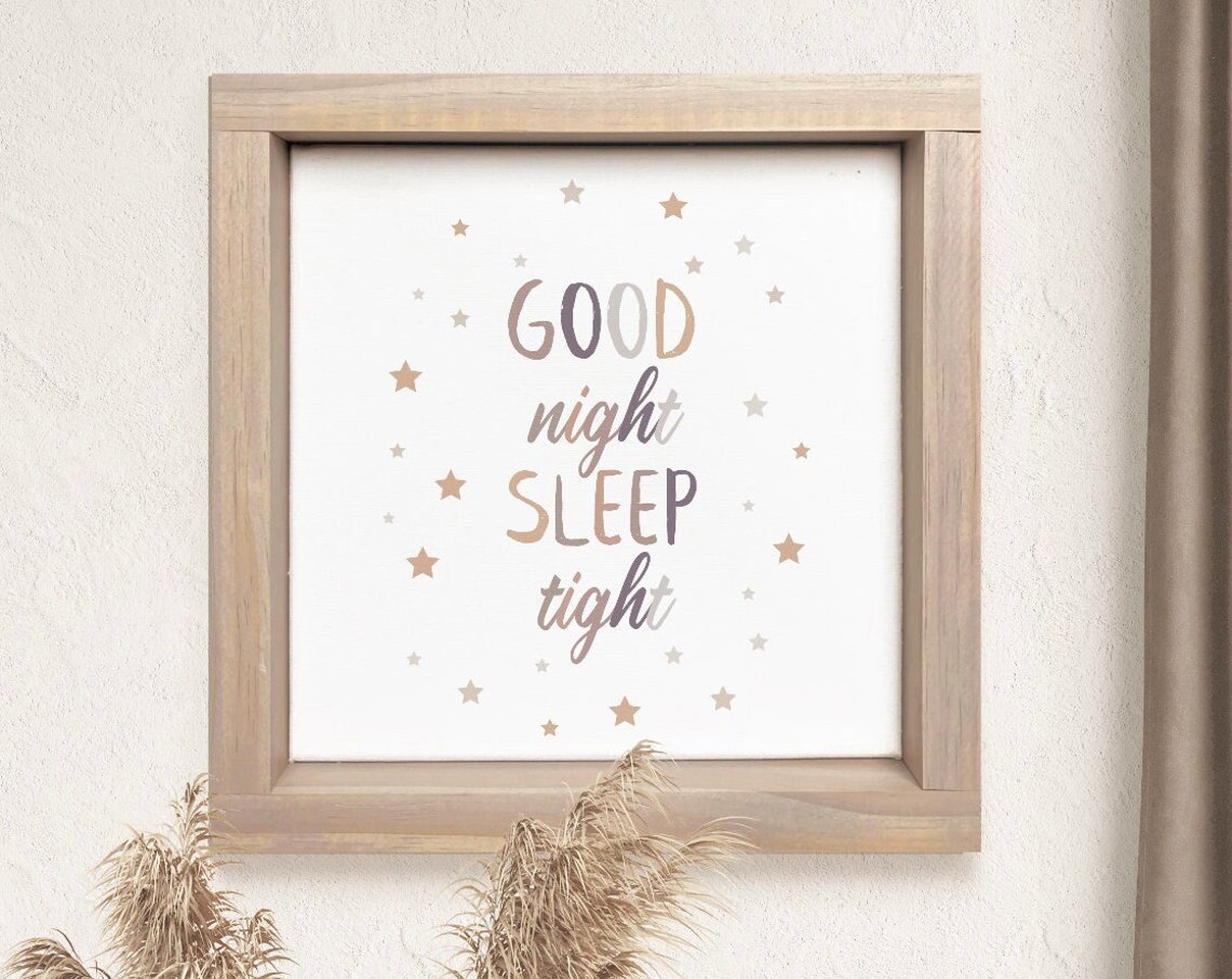 Good Night Sleep Tight Nursery Bedtime Stars Quote Wall Poster