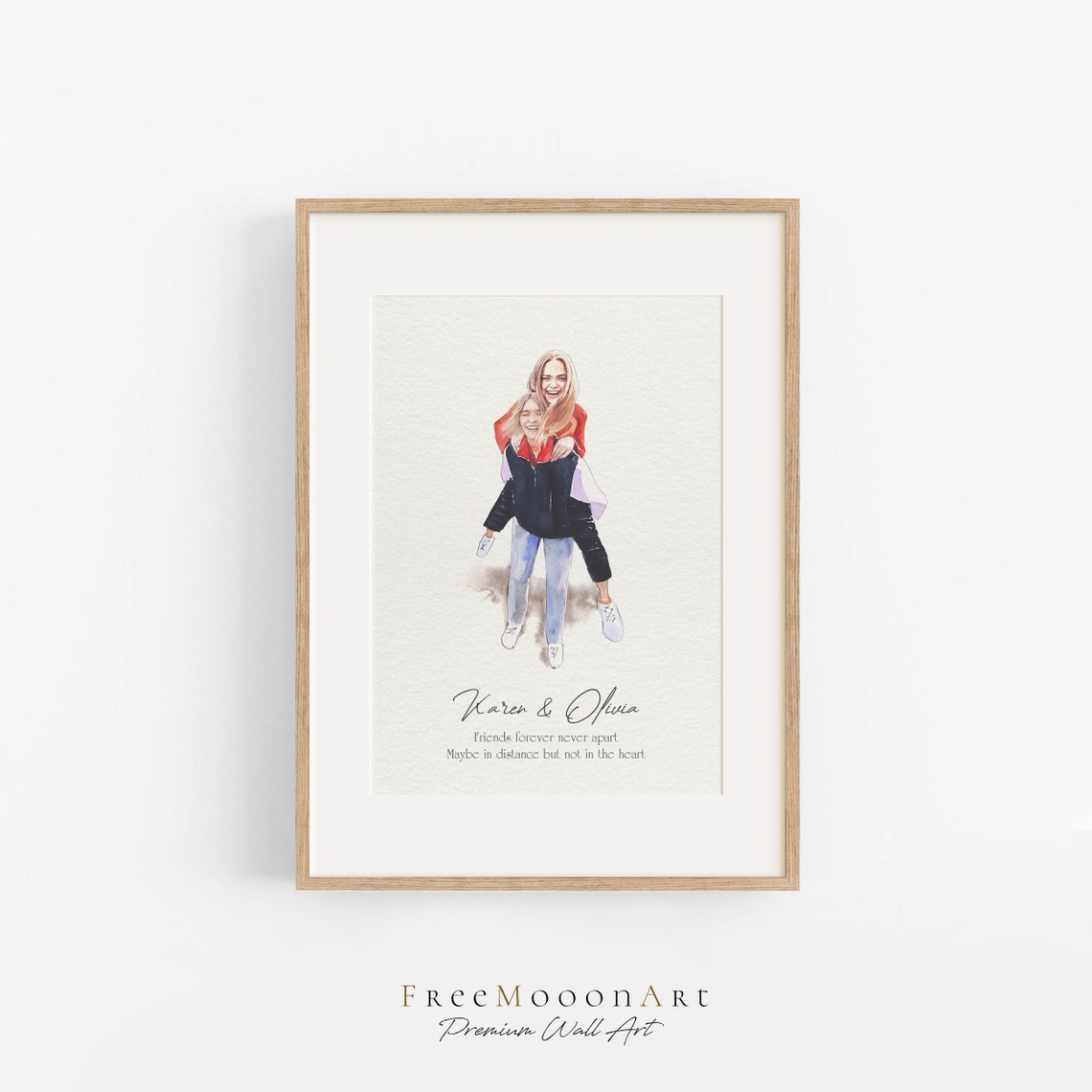 Daddy and Son Swinging Watercolor Portrait Custom Gift Poster - Image 2