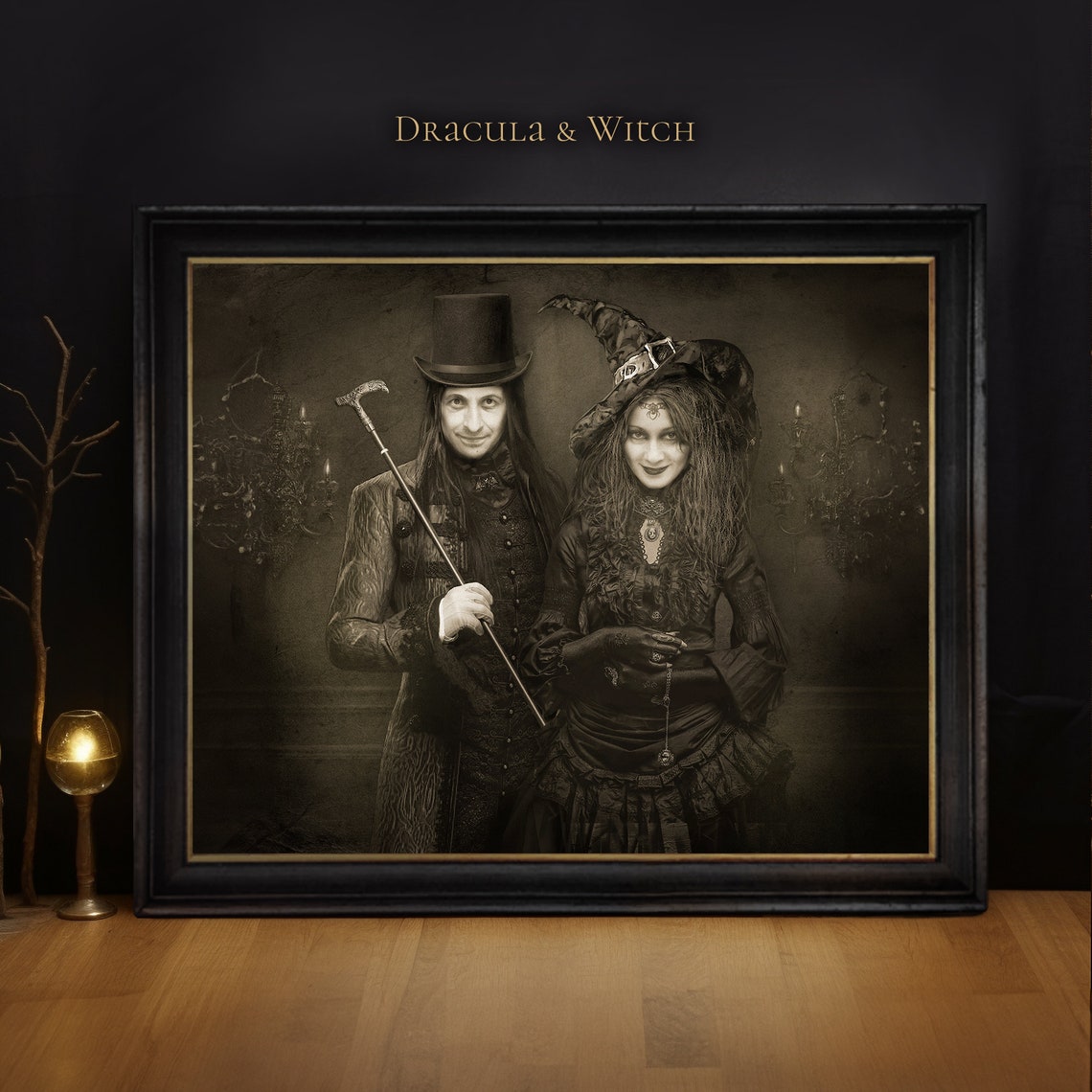 Victorian Couple With Ghosts Custom Haunted Halloween Portrait Poster - Image 4