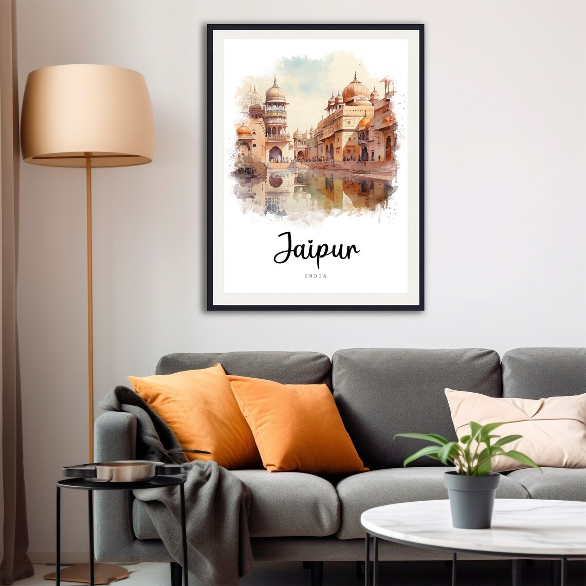 Jaipur India Pink City Palace Architecture Watercolor Travel Poster - Image 4