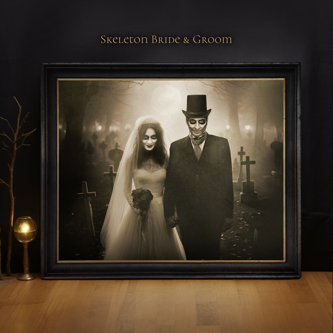 Custom Ghost Couple Portrait, Witchy Halloween Print - Image 4