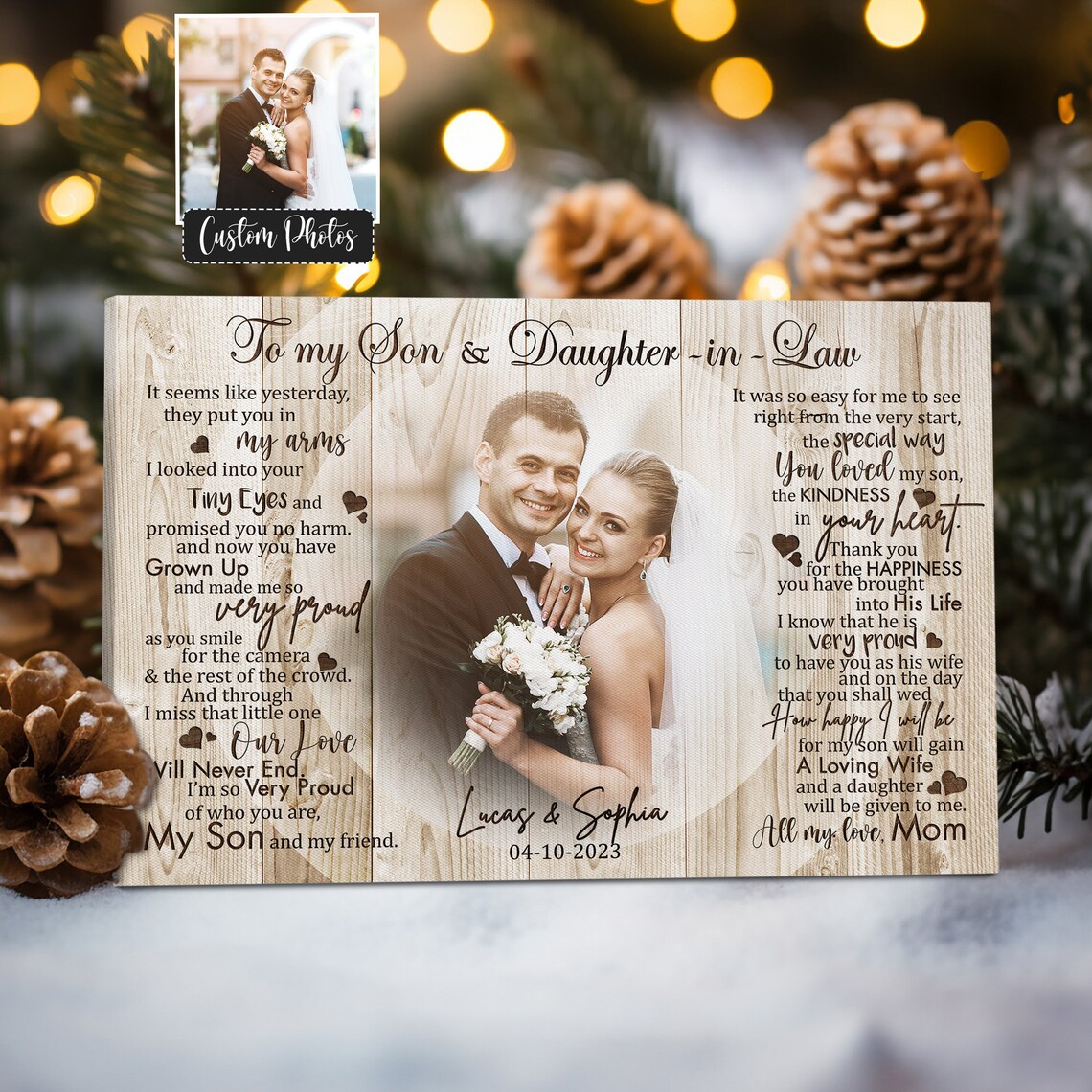 To My Son and Daughter In Law Wedding Custom Photo Tribute Poster
