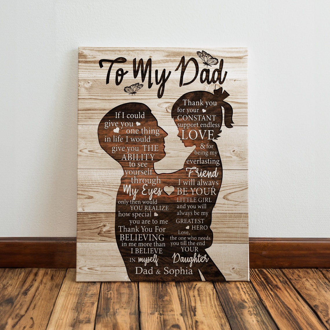 To My Dad From Daughter Father and Child Silhouette Custom Name Poster - Image 2