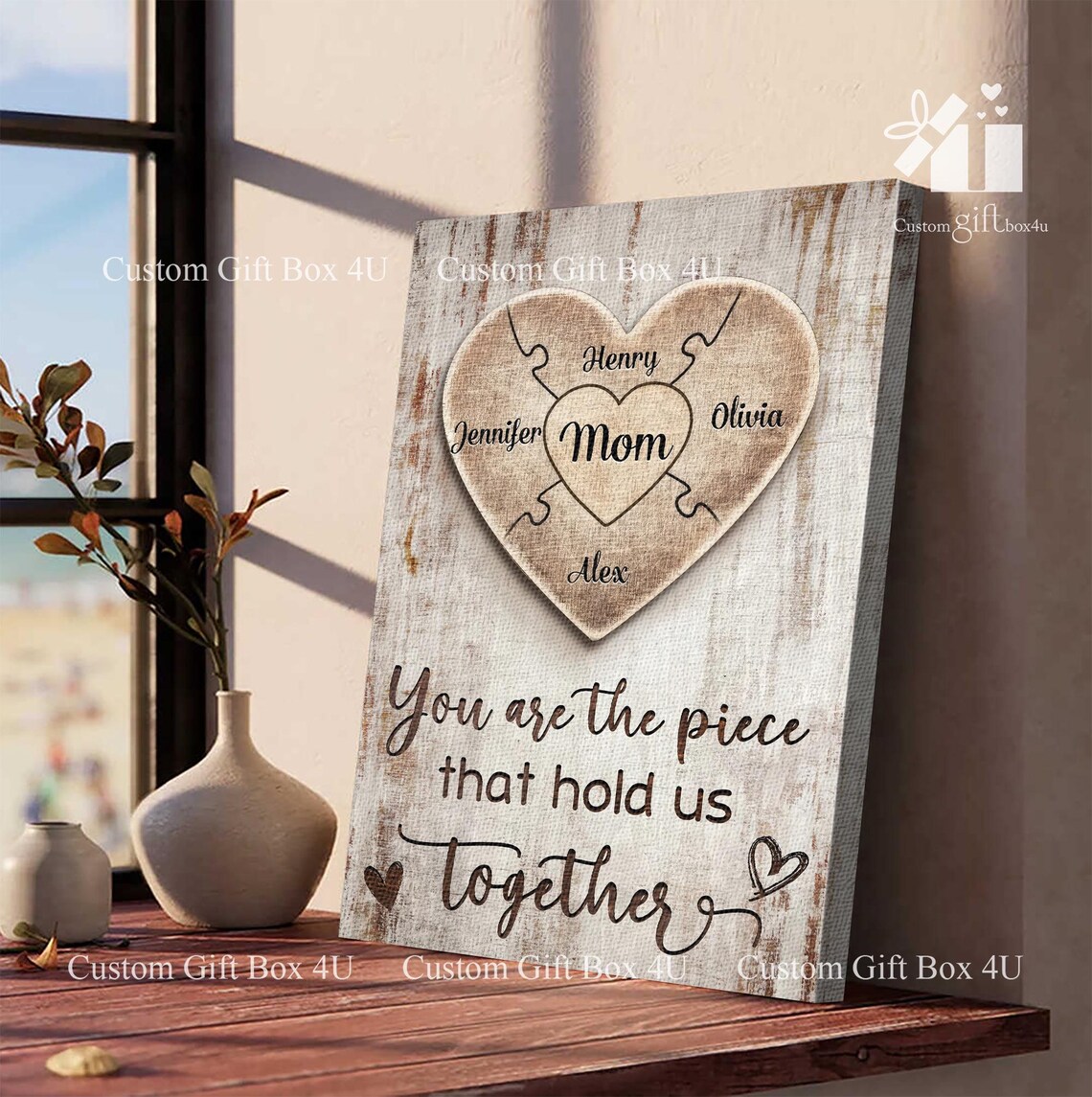 You Are The Piece That Holds Us Together Heart Puzzle Mom Poster
