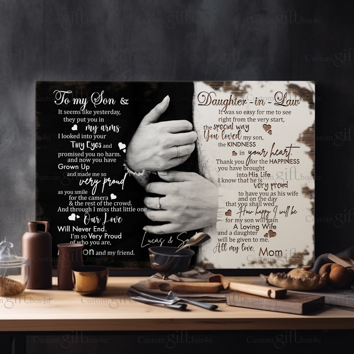 To My Son and Daughter-in-Law Wedding Gift Poem From Mom Wall Art