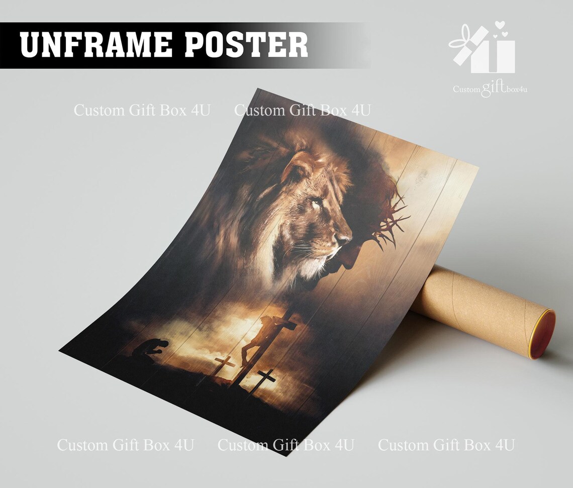 Lion Of Judah And Jesus With Crucifixion Christian Faith Poster - Image 2