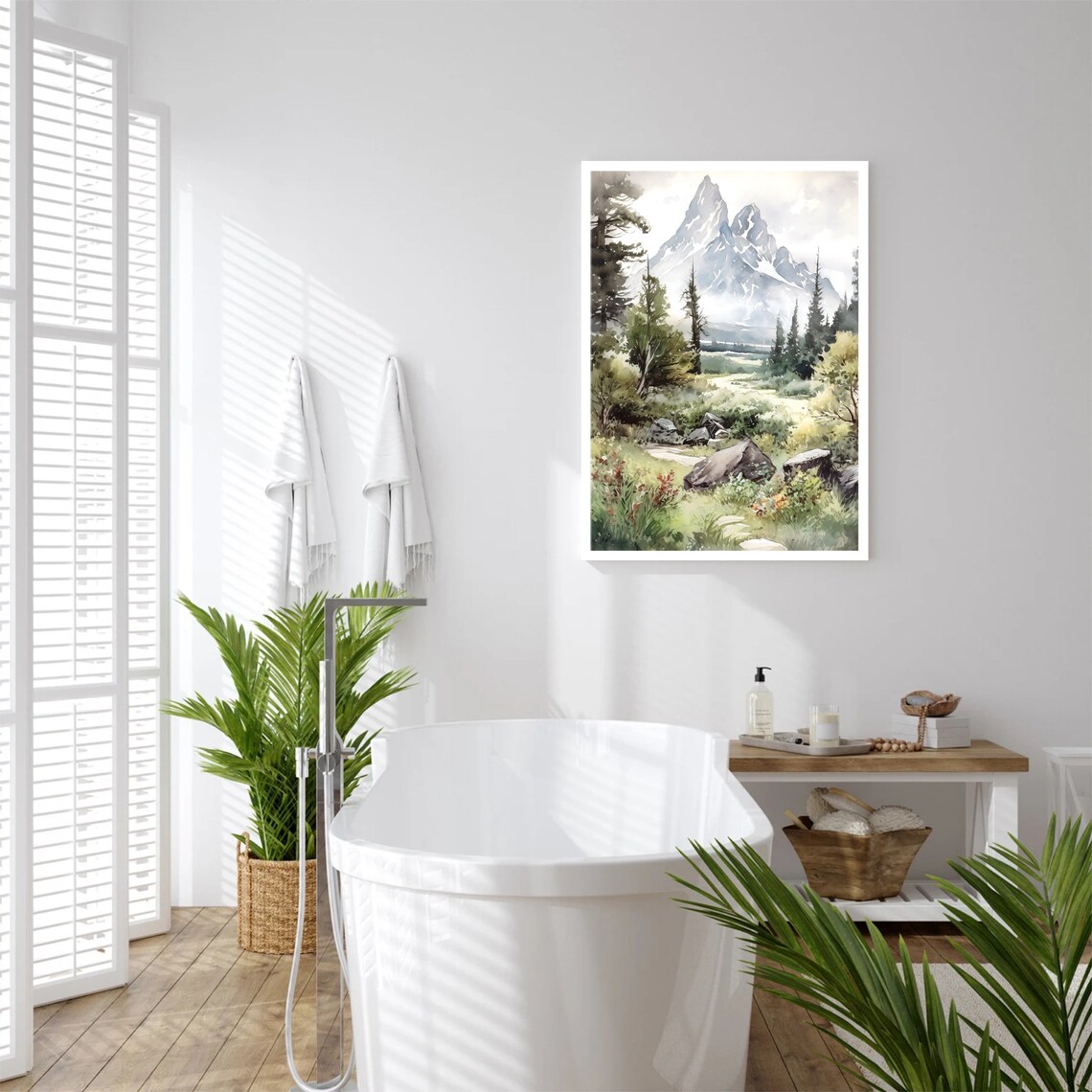 Grand Teton Watercolor Art Print, National Park - Image 2