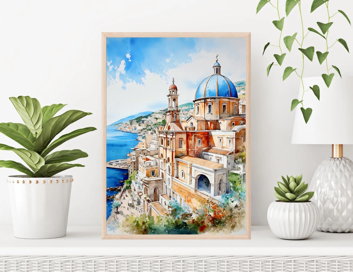 Positano Amalfi Coast Art Print Italy Art Print Travel Gift Travel Poster Europe Print Italian Coast Italian Riviera Housewarming - Image 3