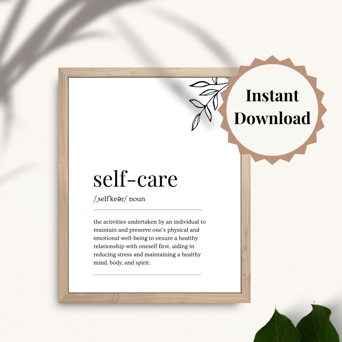 Self Care Definition Word Art Minimalist Typography Wall Poster