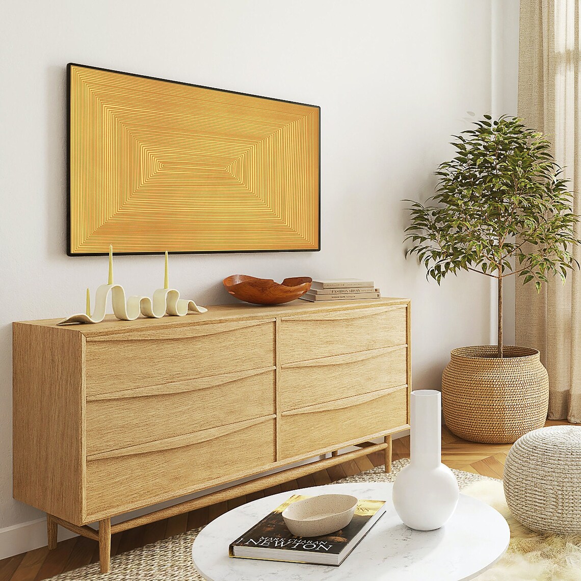 Yellow Abstract Frame TV Art, Geometric Poster - Image 3