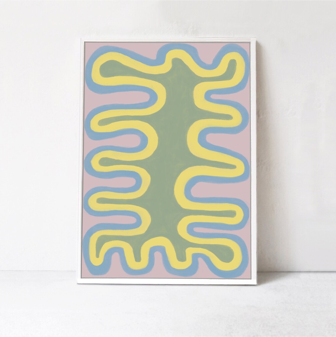 Danish Pastels Abstract Squiggly Wavy Lines Art Print