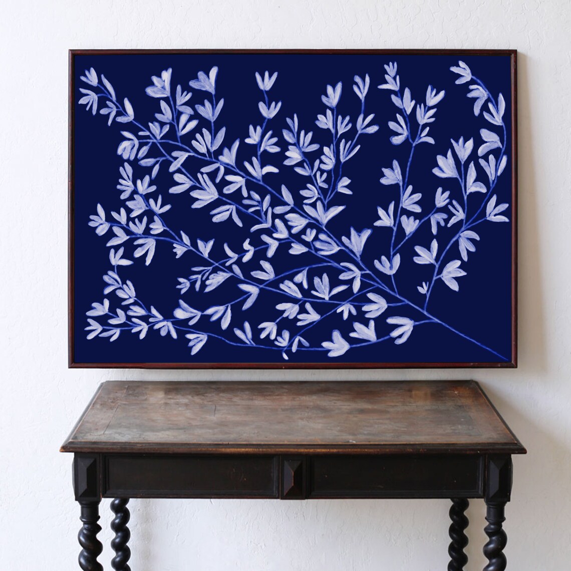 Blue Botanical Illustration, Scandi Boho Art Print - Image 3
