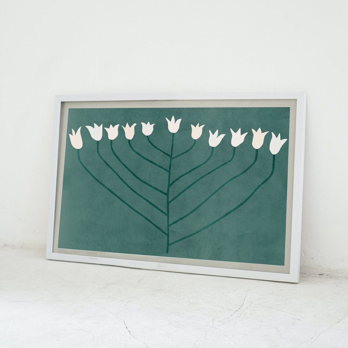Spring Flower Scandi Modern Art Print, Green Floral - Image 2