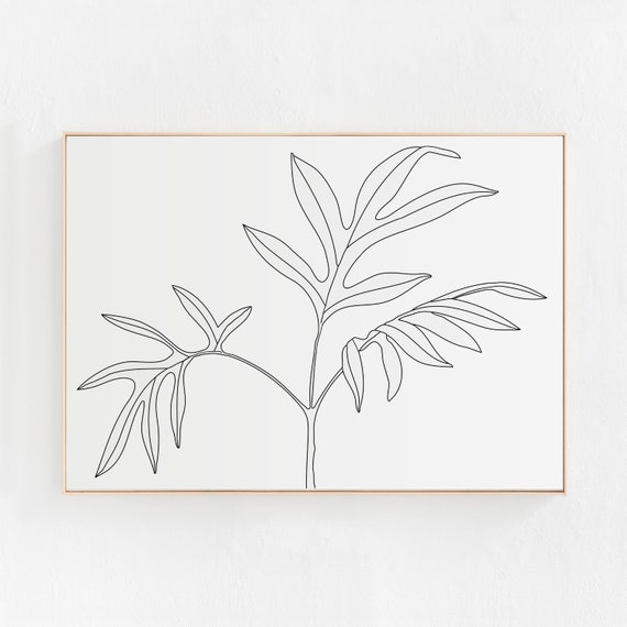 Botanical Leaf Art, Minimalist Black And White Print