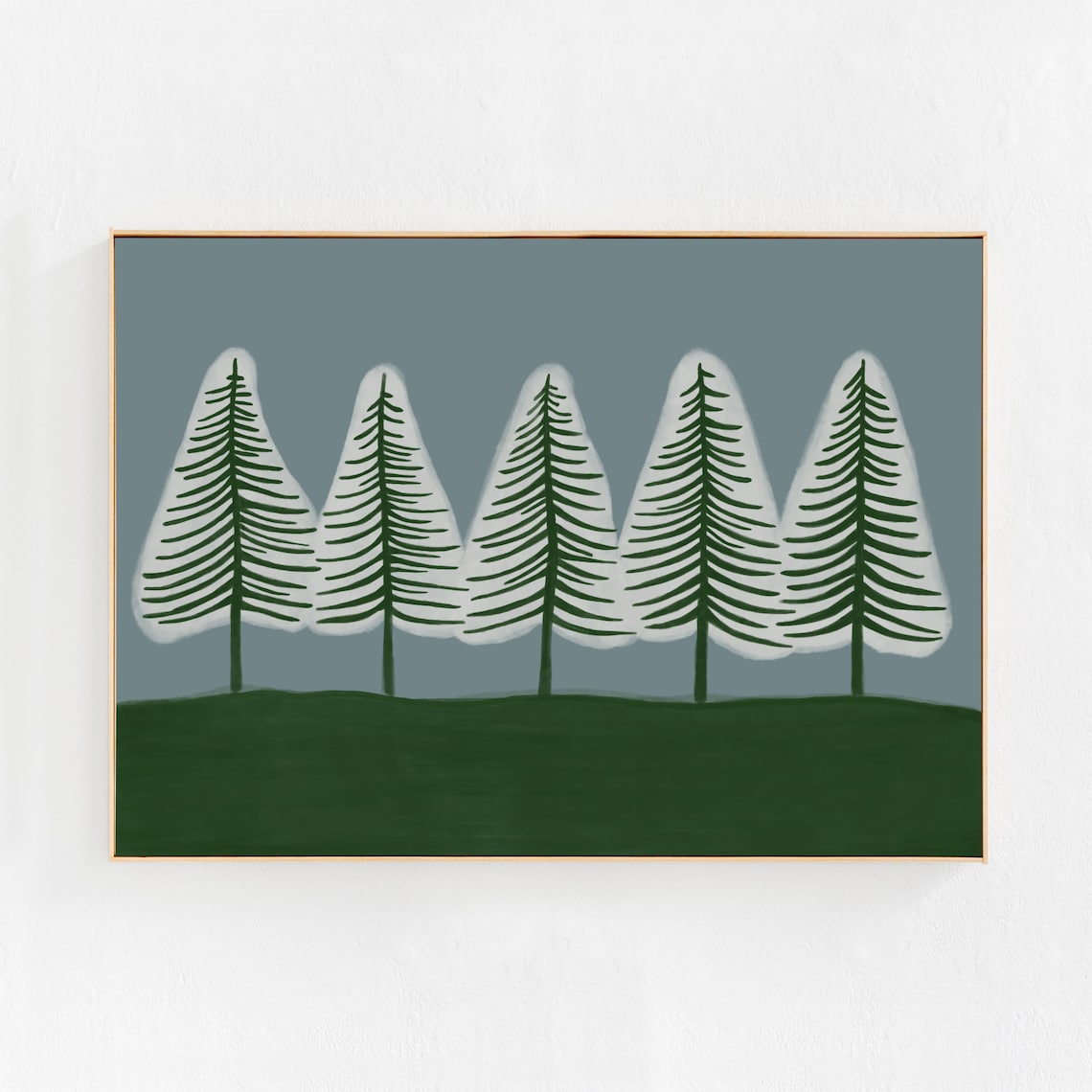 Winter Landscape Illustration, Mid-Century Modern Art Print