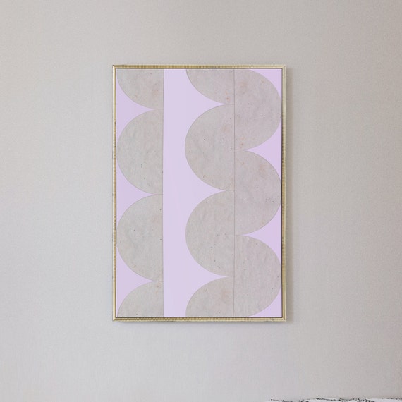 Mid Century Modern Pink Abstract Geometric Art