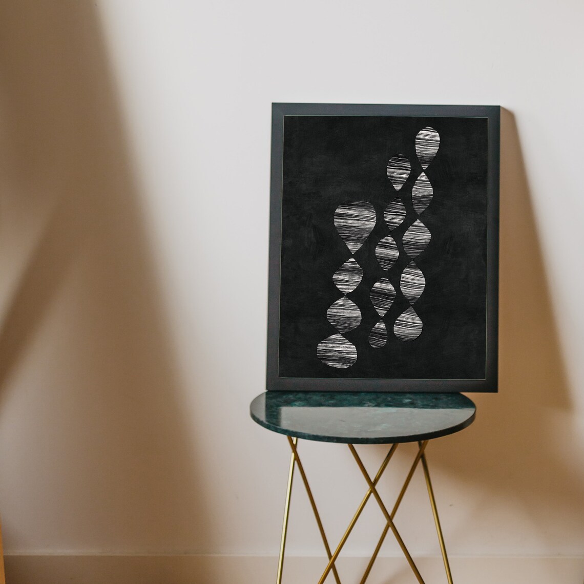 Drops Black and White Abstract Art Print, Modern Scandi - Image 3