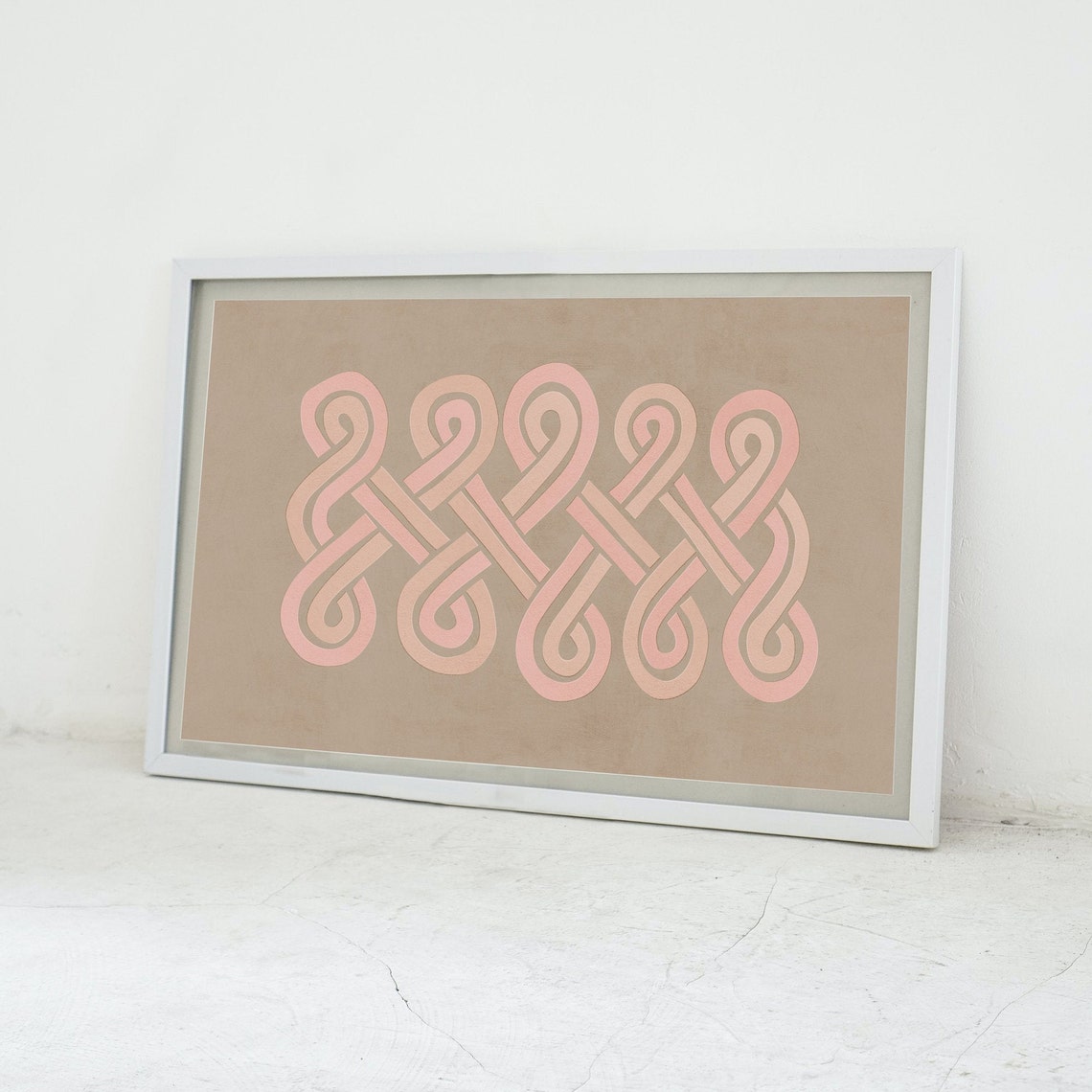 Neutral Beige Taupe Wall Art Art Print Abstract Knot Art Modern Scandi Boho Poster Abstract Art Print - Image 2