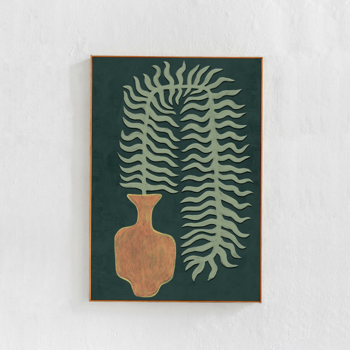 Green Fern in a Vase, Scandinavian Modern Art Print
