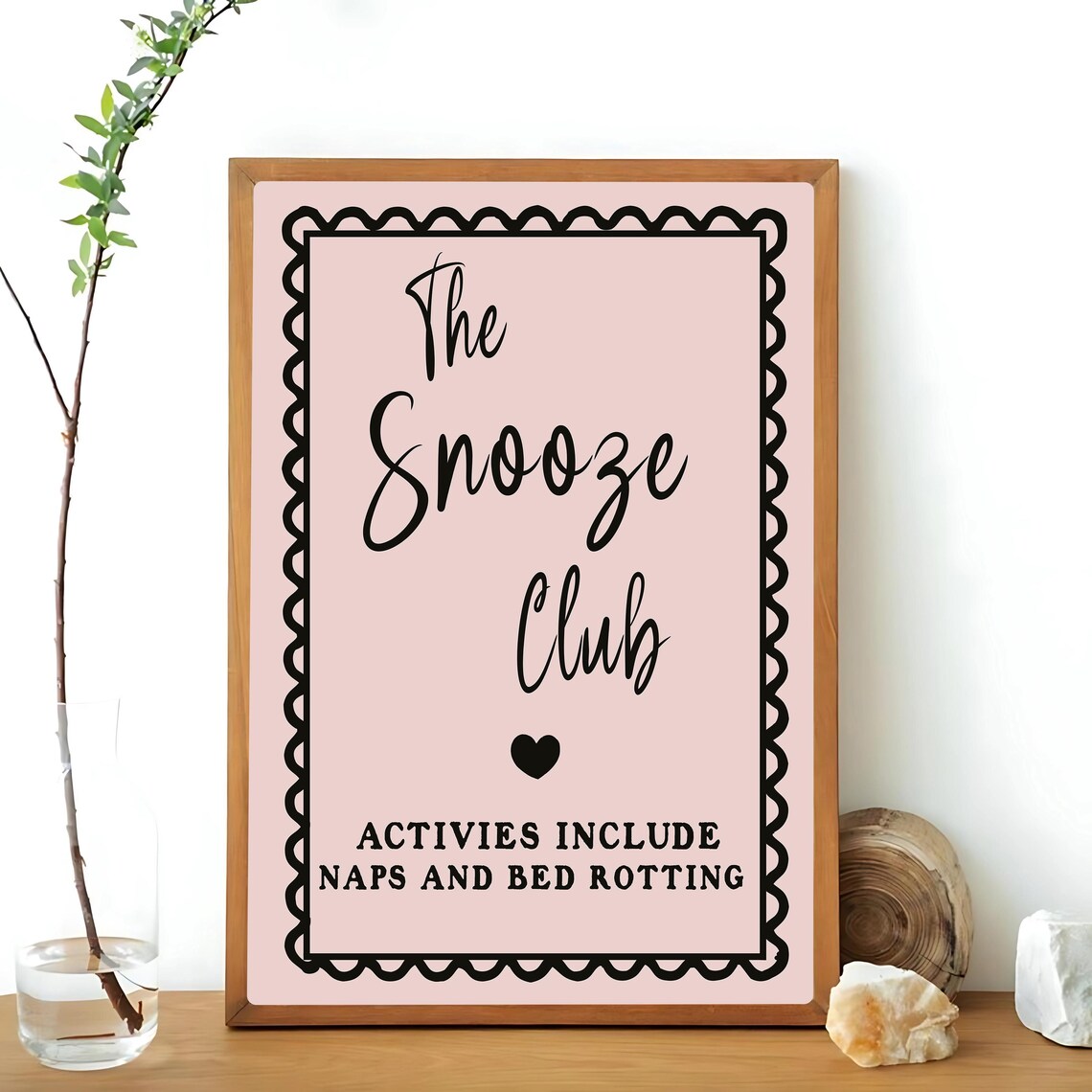 The Snooze Club Retro Pink Funky Preppy Art Print - Image 3