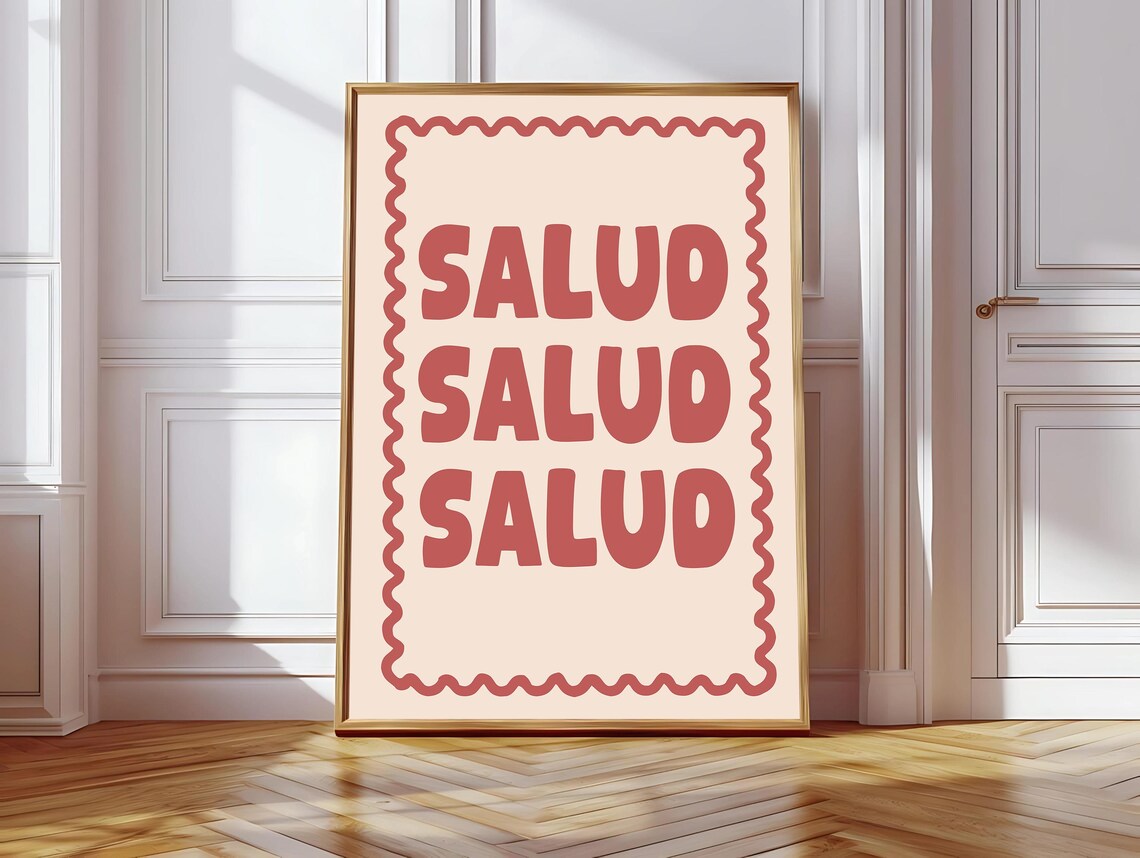 Salud Art Print, Spanish Bar Cart Decor