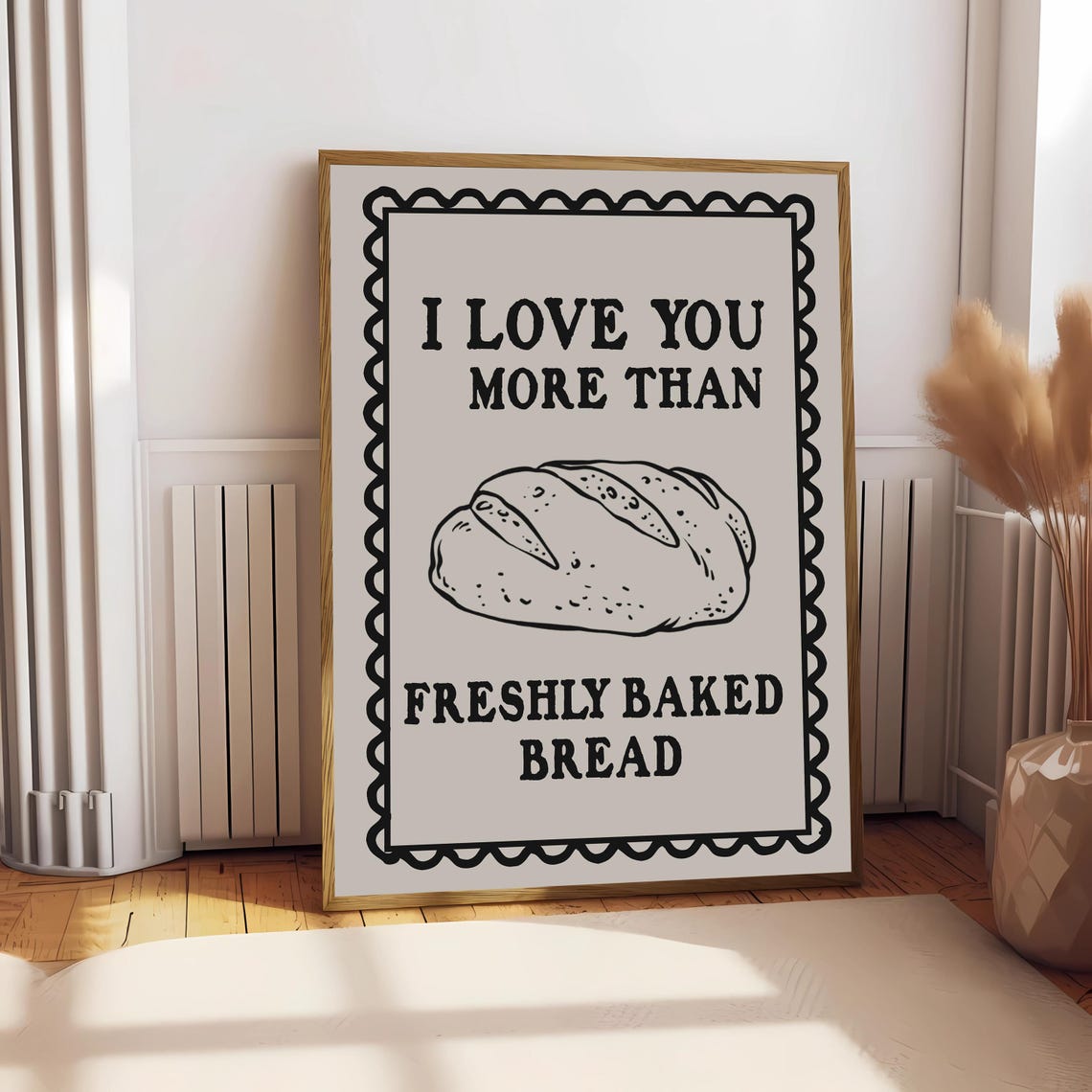 I Love You More Than Fresh Bread Art Print Funny Kitchen Print Kitchen Decor Kitchen Wall Art Kitchen Poster Bread Art Print Baking Print - Image 2