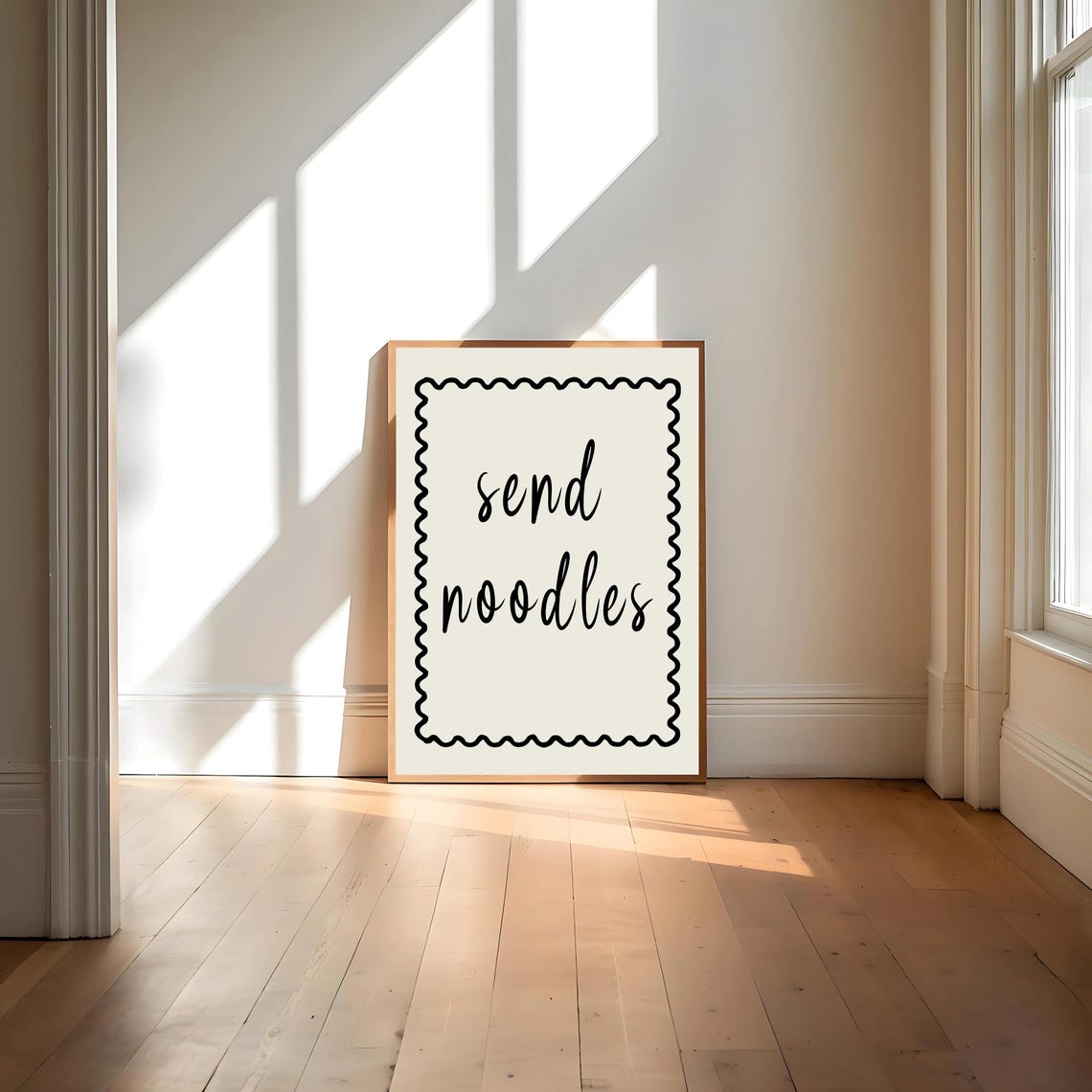 Send Noods Funny Kitchen Print Noodle Loving Wall Art Gift Funny Cards Ramen Wall Decor Hand Drawn Wall Art - Image 4