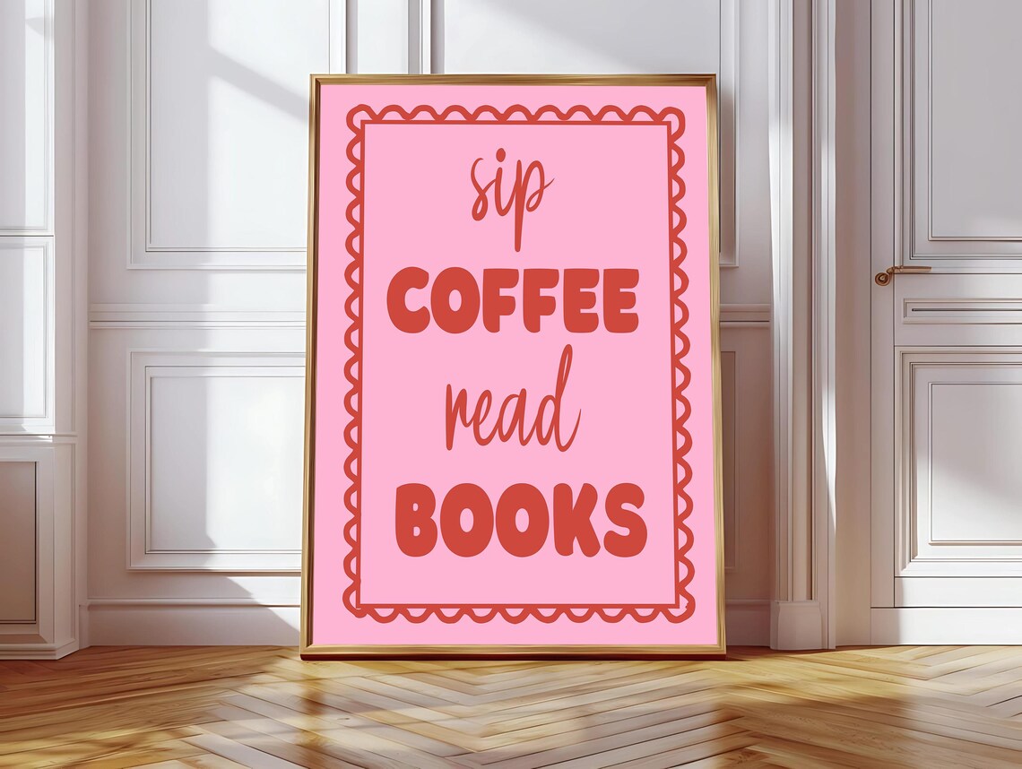 Sip Coffee Read Books, Retro Reader Gift