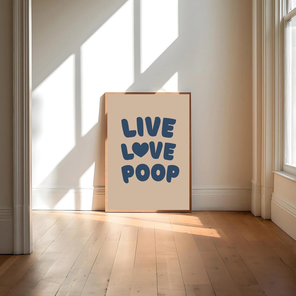 Live Love Poop Funny Typography Bathroom Art - Image 4