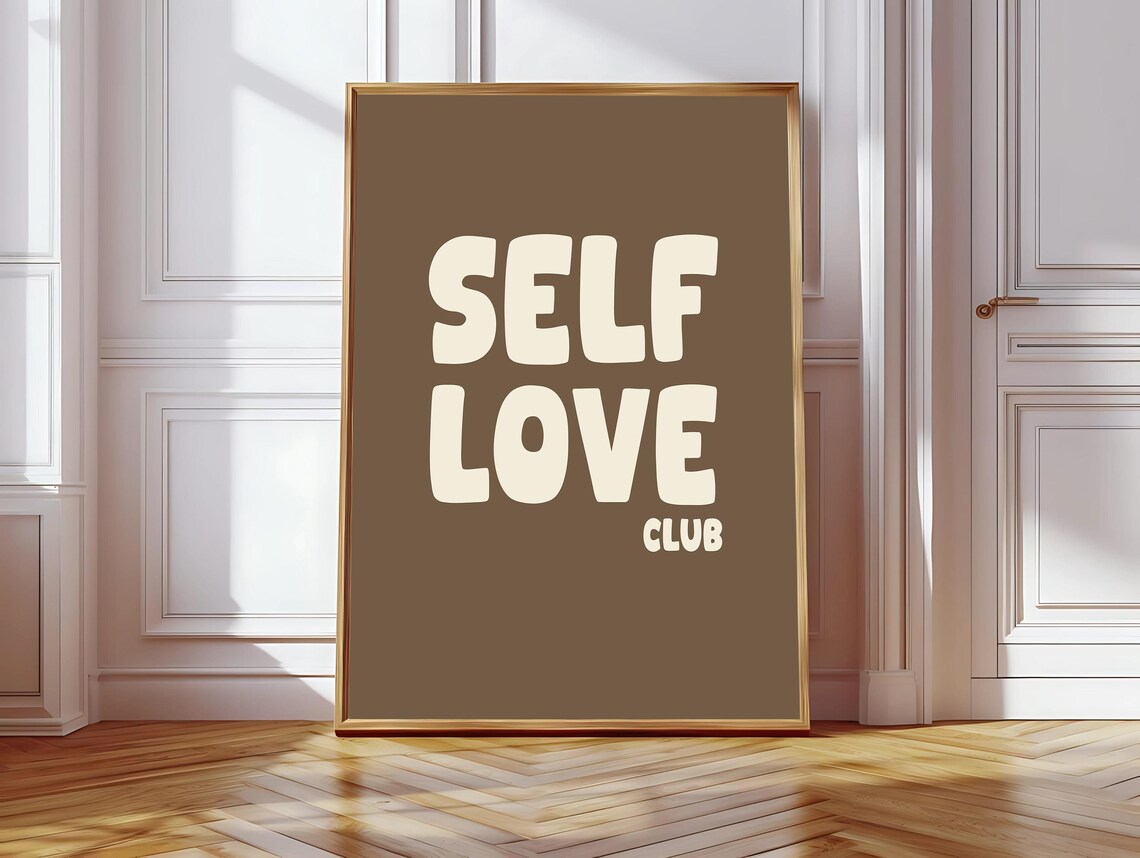 Self Love Club Poster, Colorful Maximalist Typography