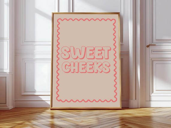 Sweet Cheeks Art Print Funny Pink Preppy Bathroom Print Typography Print Funny Bathroom Art Light Pink Restroom Decor Bedroom Decor