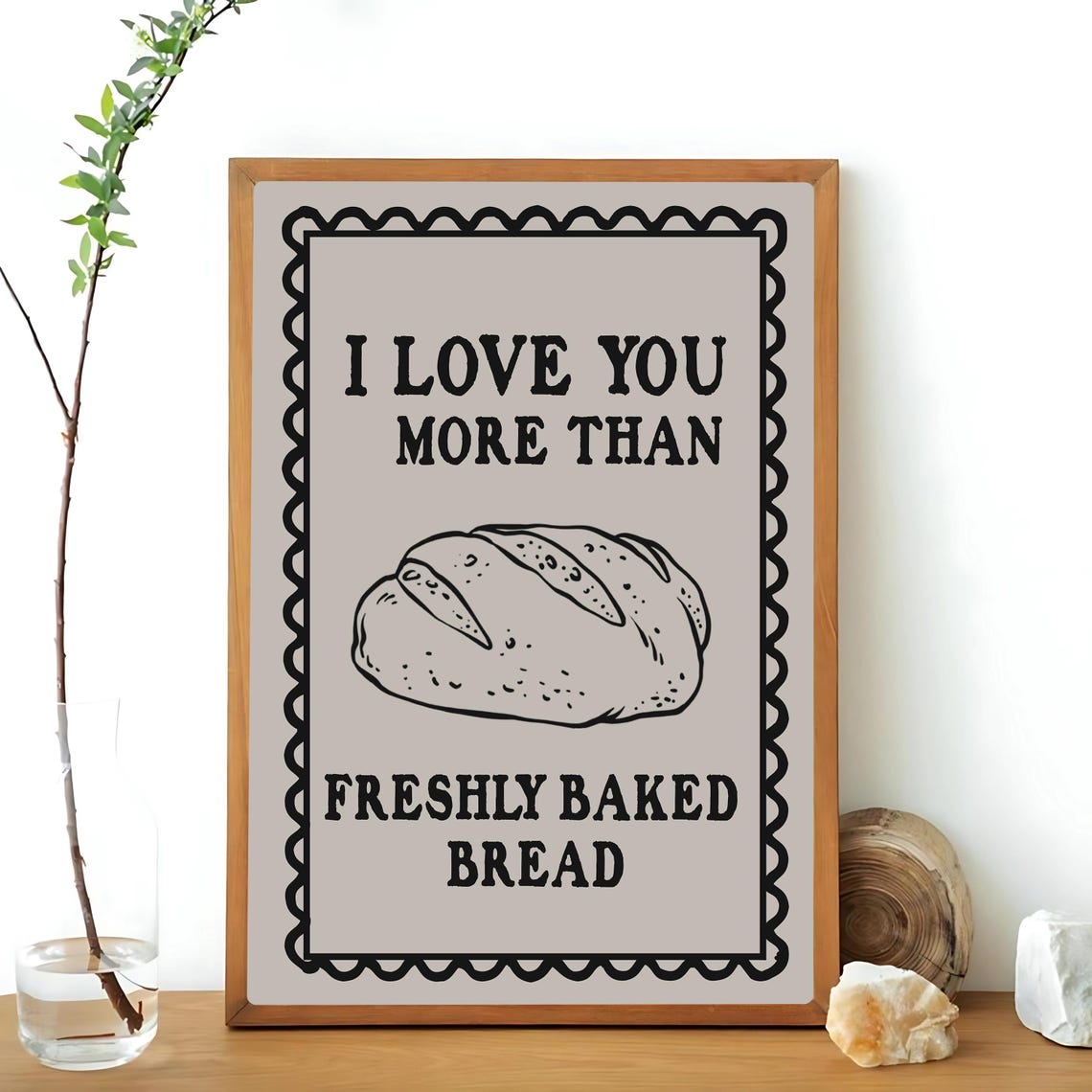I Love You More Than Fresh Bread Art Print Funny Kitchen Print Kitchen Decor Kitchen Wall Art Kitchen Poster Bread Art Print Baking Print - Image 3