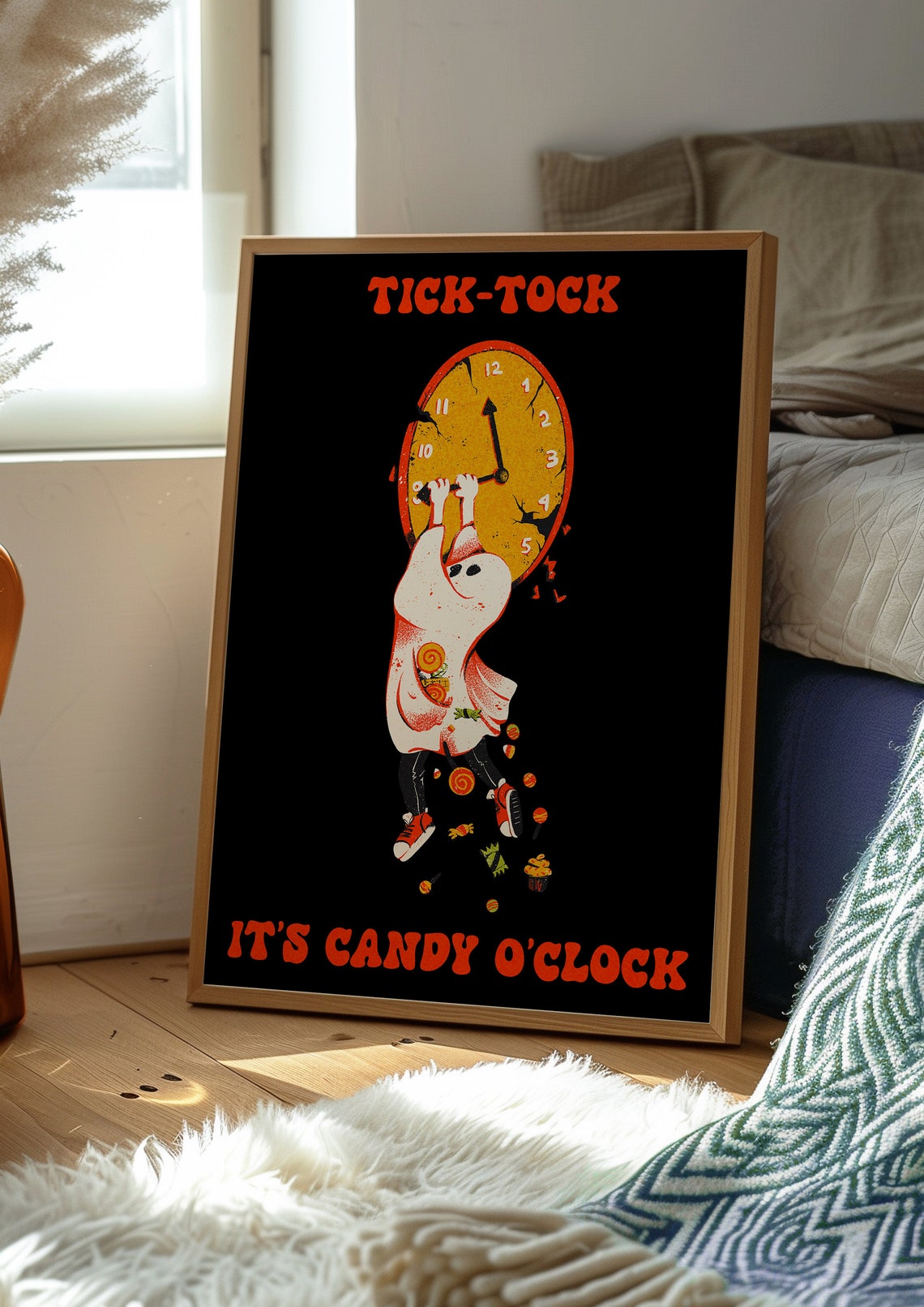 Tick Tock Its Candy Oclock Ghost With Clock Halloween Wall Art - Image 2