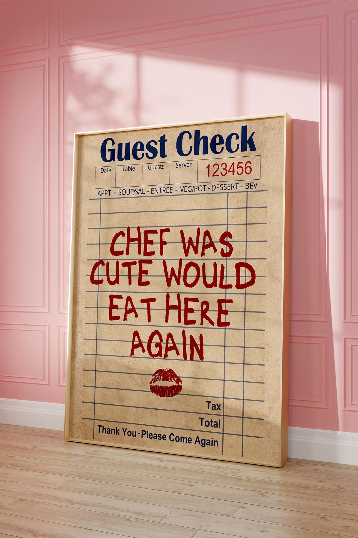 Chef Was Cute Would Eat Here Again Funny Guest Check Restaurant Poster - Image 4
