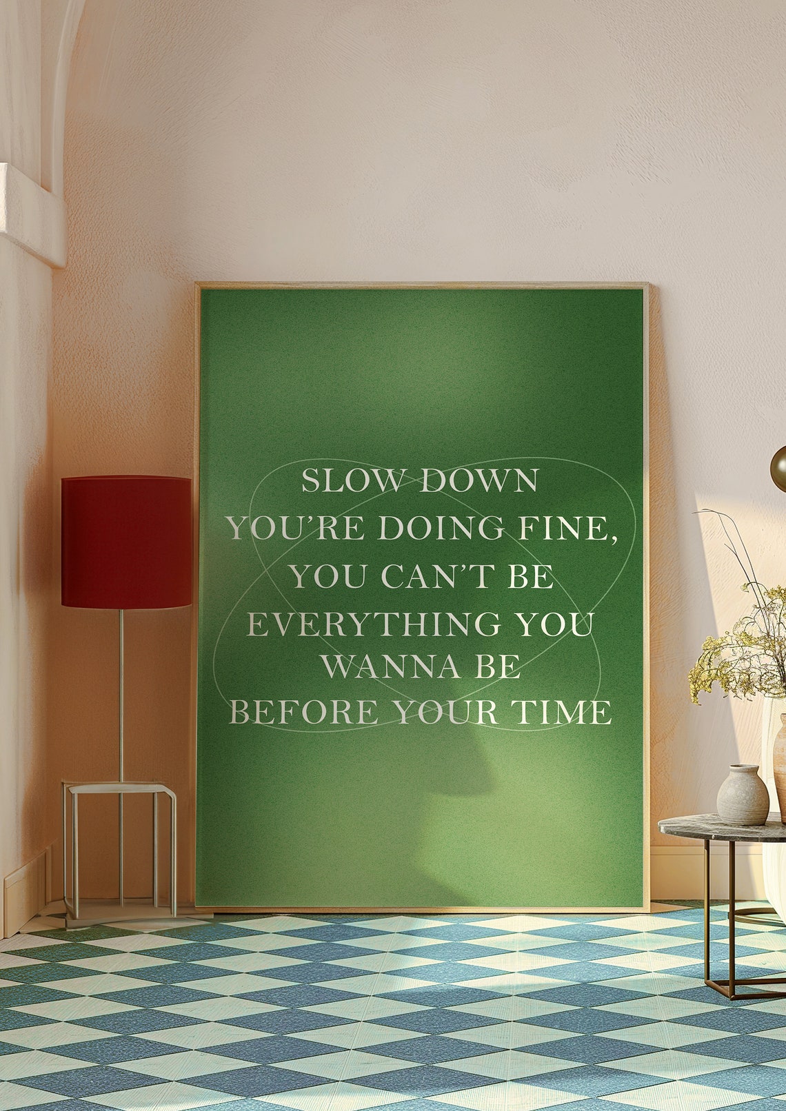 Slow Down Affirmation Emerald Green Retro Quote Motivational Poster - Image 3
