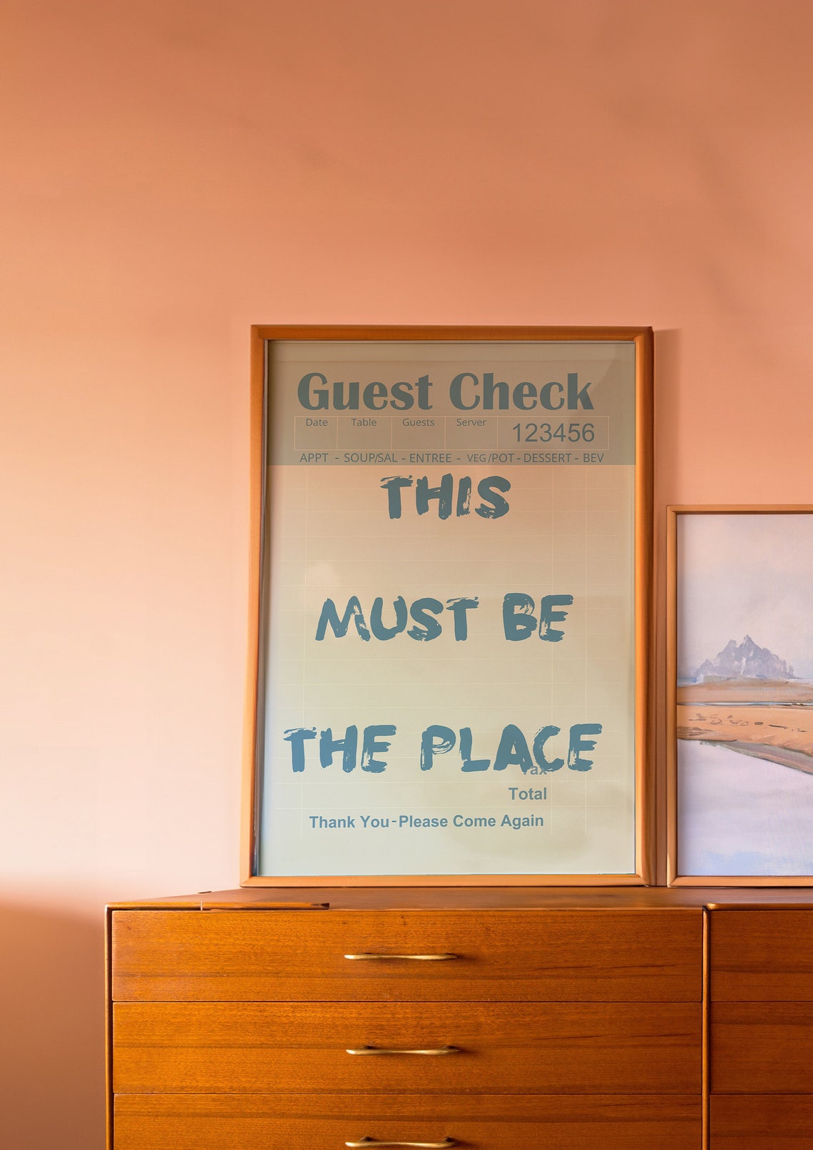 This Must Be The Place Blue White Guest Check Typography Quote Poster - Image 3