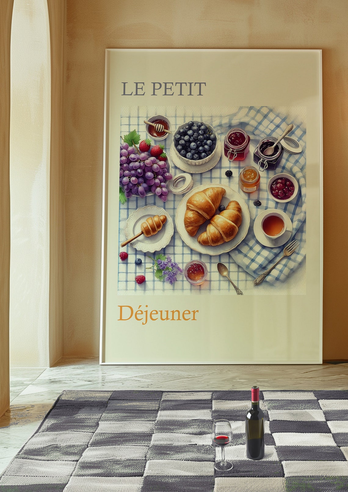 Le Petit Dejeuner French Breakfast Croissants Watercolor Poster - Image 3