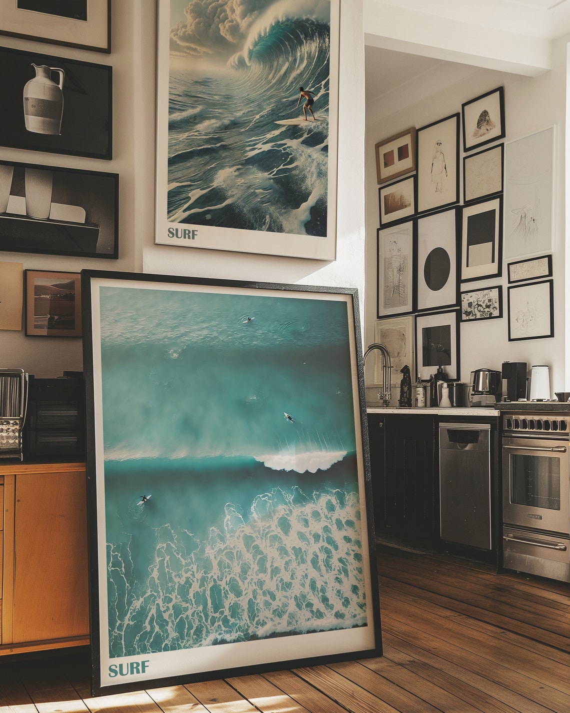 Surf Wall Art Set of 2 Prints, Blue Coastal Poster - Image 2