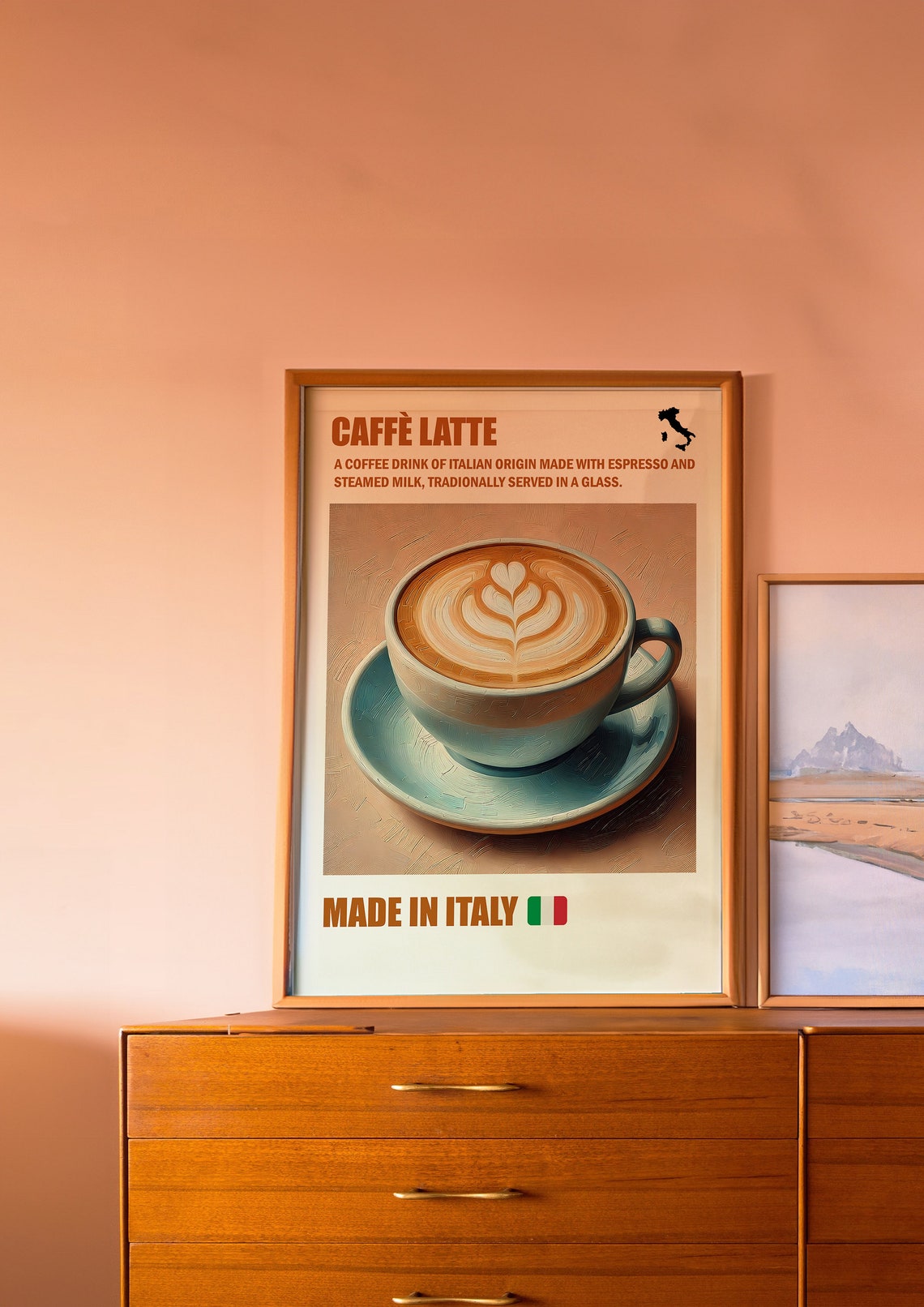 Caffe Latte Italy Coffee Recipe Latte Art Illustration Kitchen Poster - Image 2