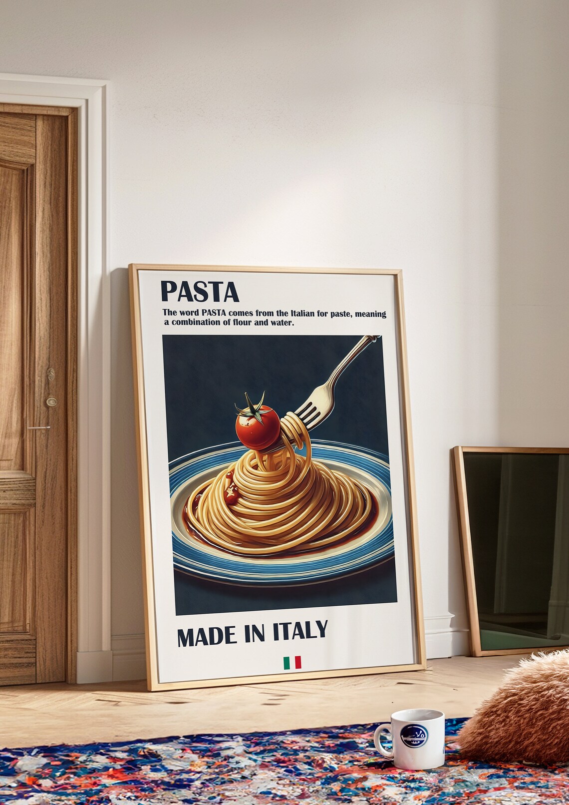 Italian Pasta Spaghetti Tomato Fork Made In Italy Food Poster - Image 3