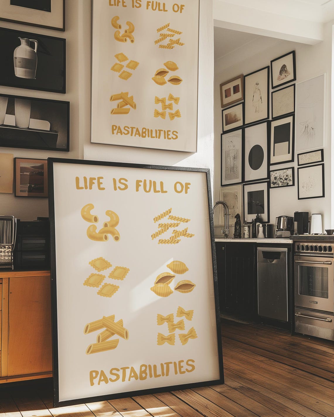 Life Is Full of Pastabilities Pasta Types Pun Kitchen Humor Poster - Image 4