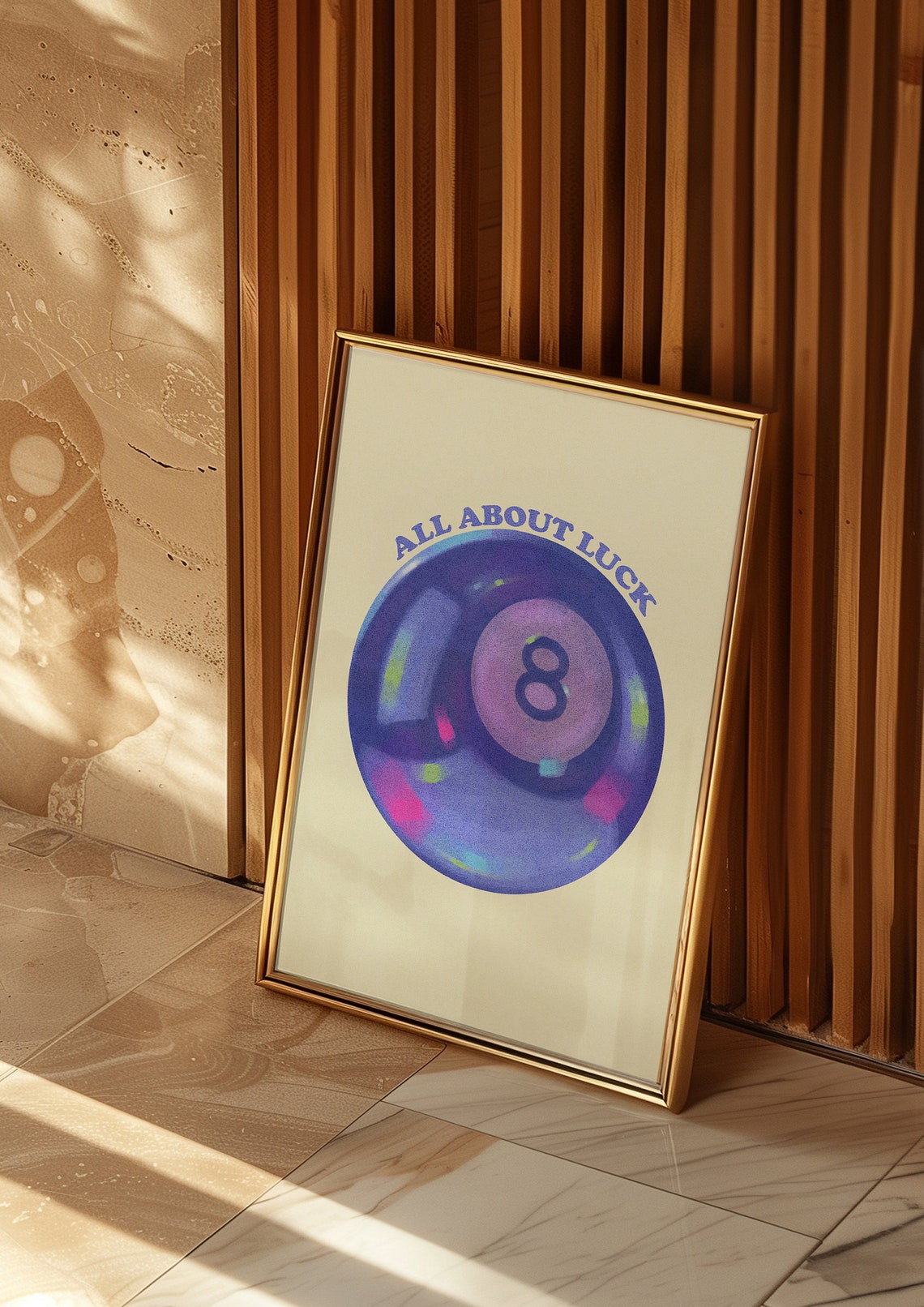All About Luck Purple Magic 8 Ball Retro Trendy Aesthetic Poster - Image 3